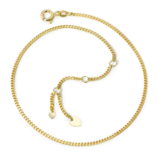 Anklet 9k Yellow Gold Heart 23-26 cm
