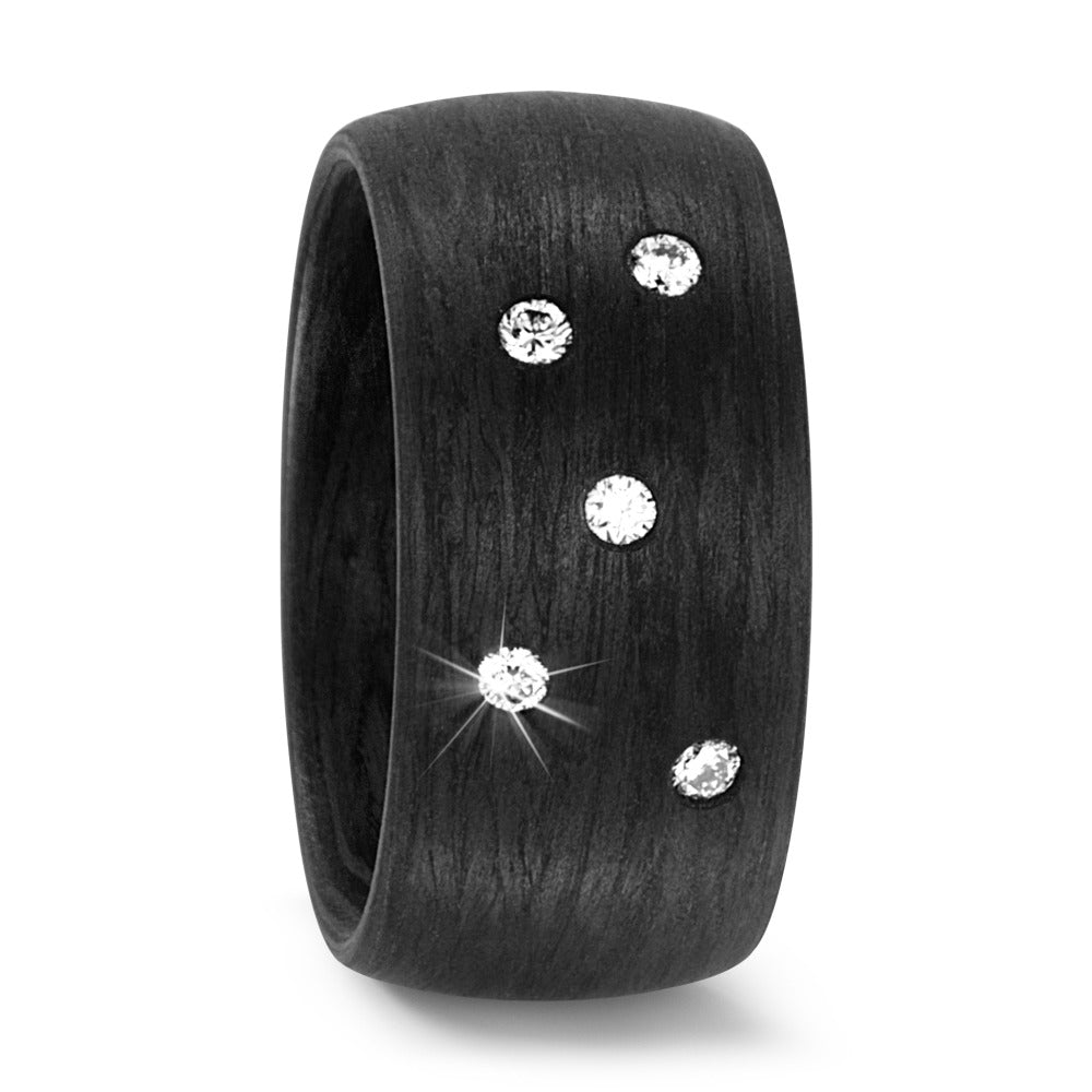 Ring Carbon Diamond 0.10 ct, 5 Stones, w-si