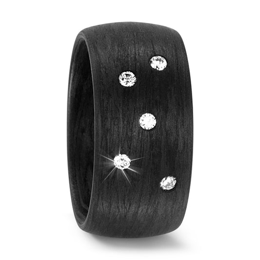 Ring Carbon Diamond 0.10 ct, 5 Stones, w-si