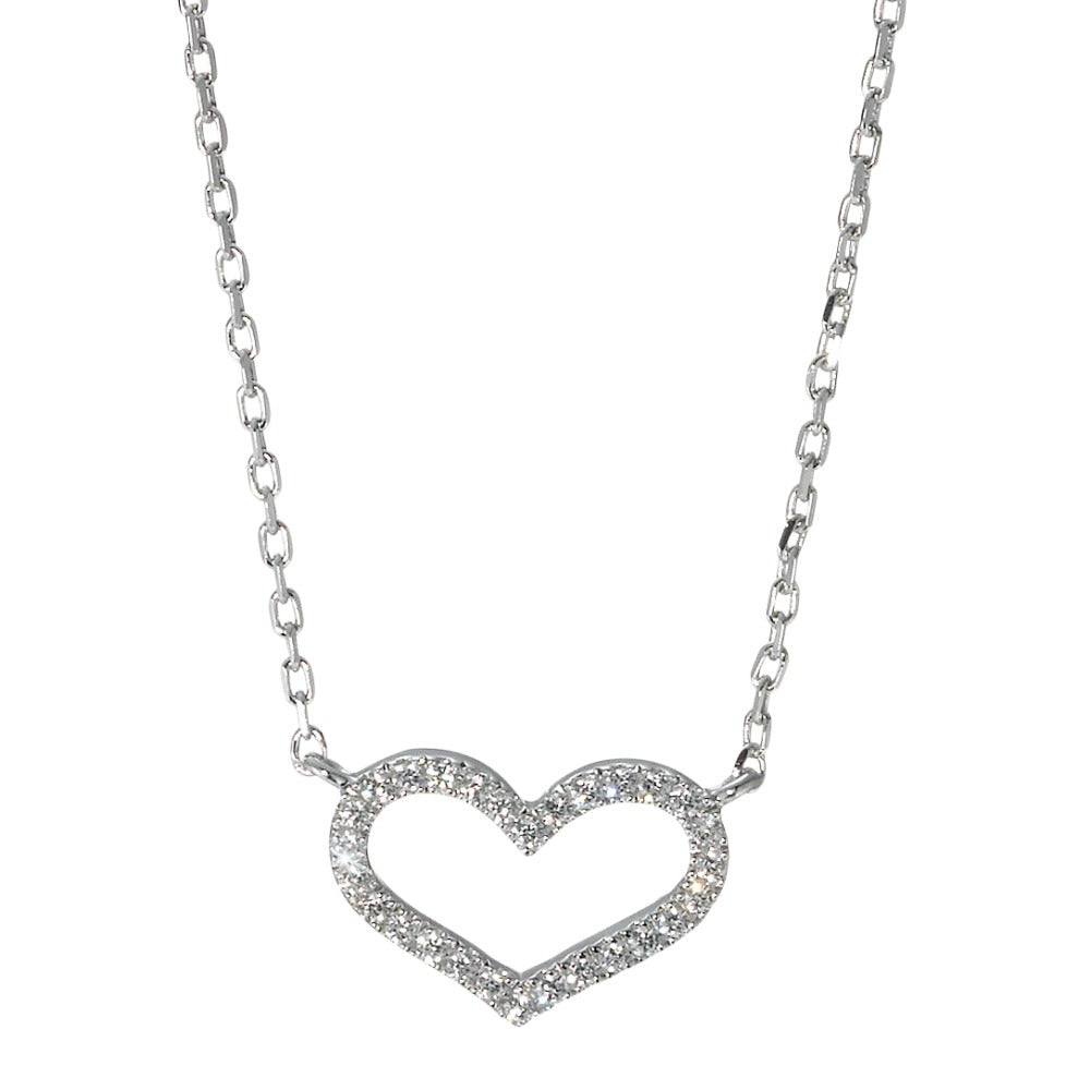 Necklace Silver Zirconia Rhodium plated Heart 41-44 cm