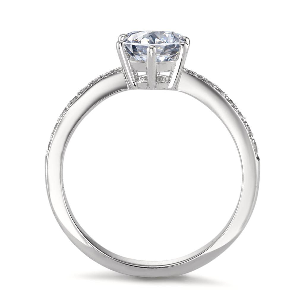 Solitaire ring Silver Zirconia Rhodium plated Ø6.5 mm