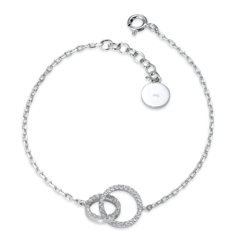 Bracelet Silver Zirconia Rhodium plated 16.5-17.5 cm Ø10 mm