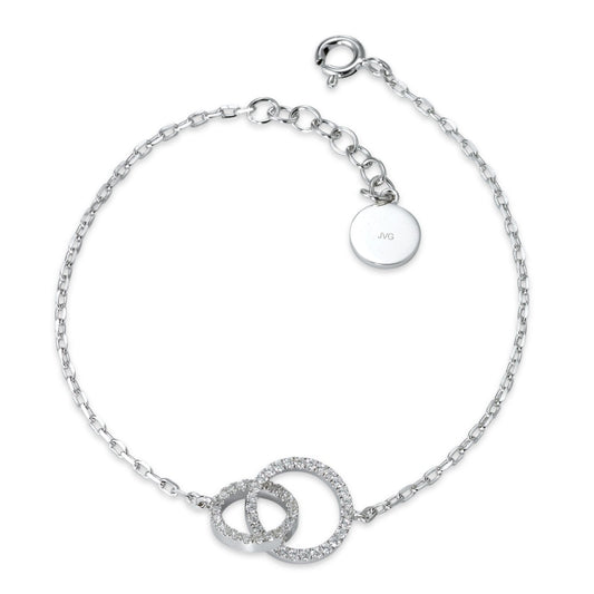 Bracelet Silver Zirconia Rhodium plated 16.5-17.5 cm Ø10 mm