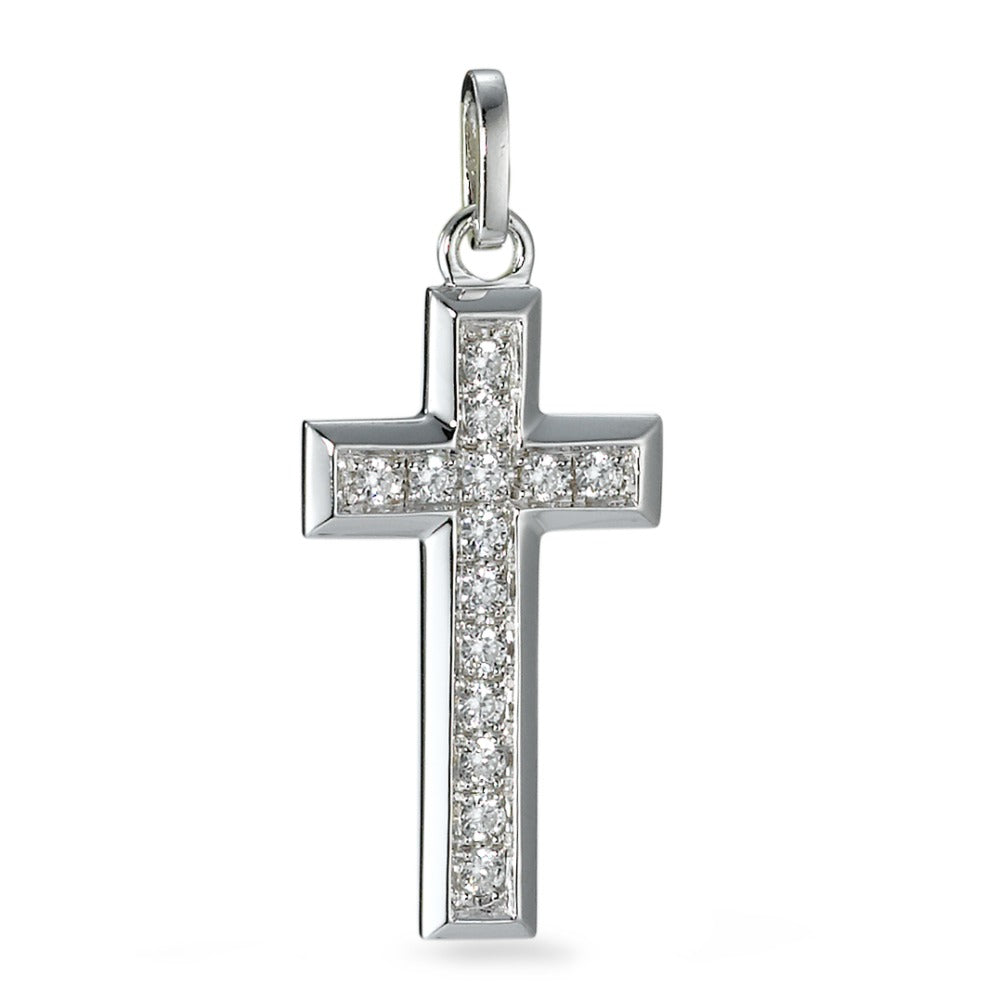 Pendant Silver Zirconia 14 Stones Rhodium plated Cross