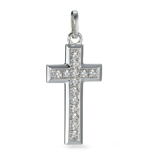 Pendant Silver Zirconia 14 Stones Rhodium plated Cross