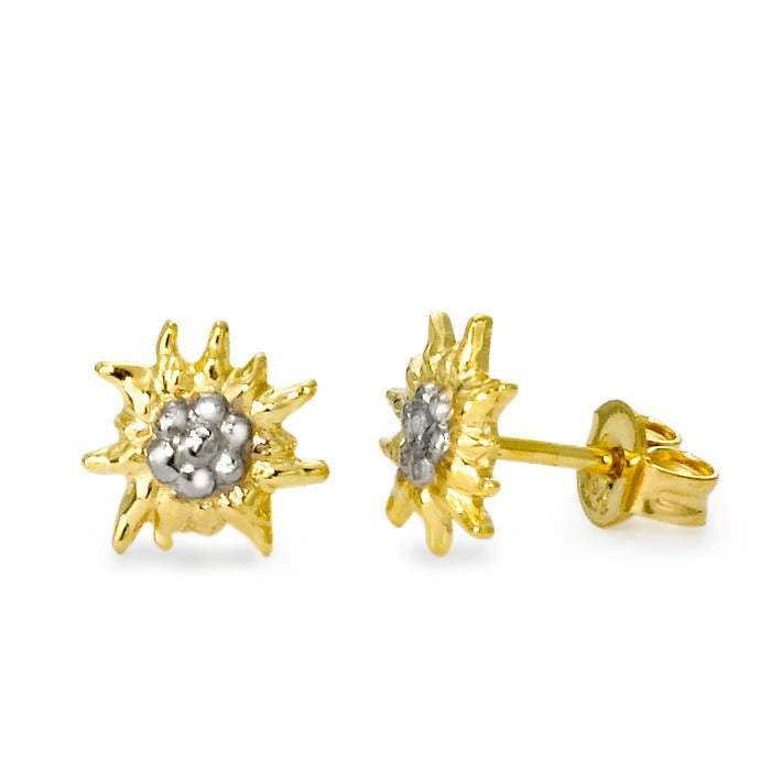 Stud earrings 9k Yellow Gold Edelweiss Ø7.5 mm