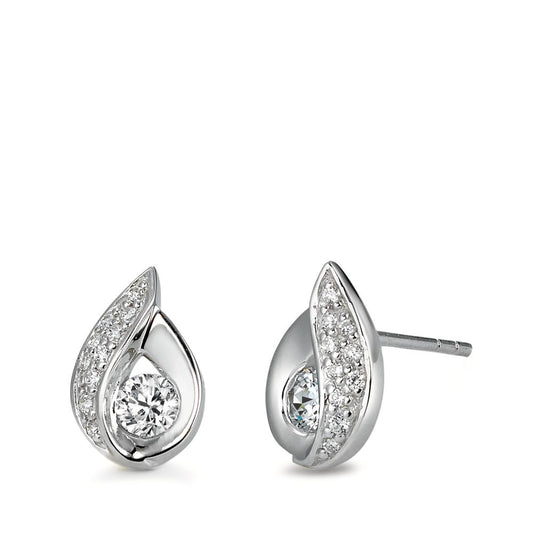 Stud earrings Silver Zirconia 22 Stones Rhodium plated