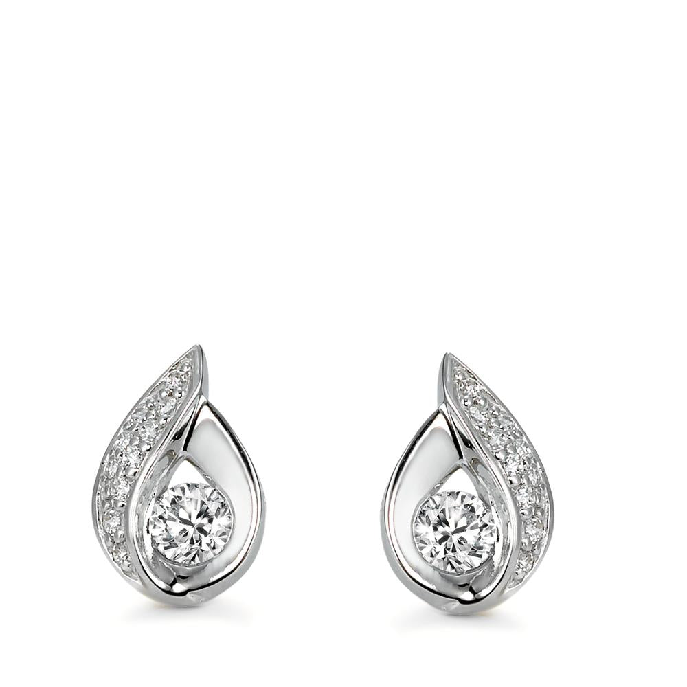 Stud earrings Silver Zirconia 22 Stones Rhodium plated