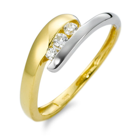 Ring 9k Yellow Gold, 9k White Gold Zirconia 3 Stones