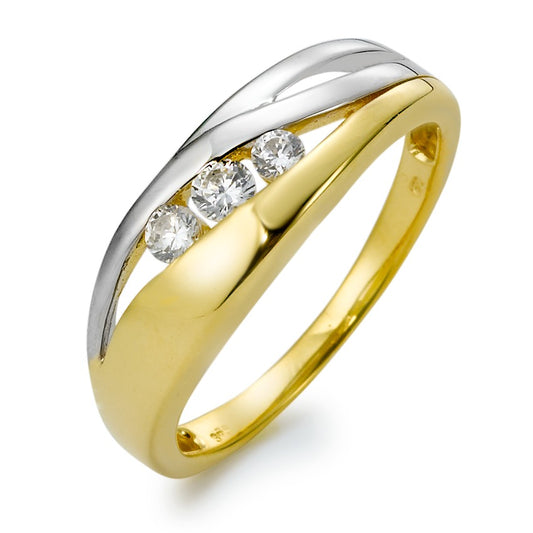 Ring 9k Yellow Gold, 9k White Gold Zirconia 3 Stones