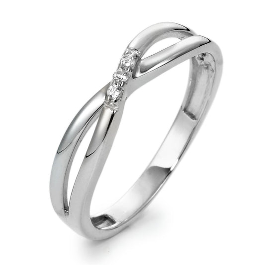 Ring 9k White Gold Zirconia 3 Stones