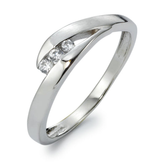 Ring 9k White Gold Zirconia 3 Stones