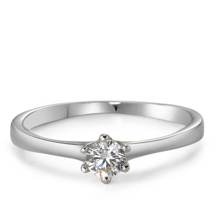 Solitaire ring 9k White Gold Zirconia Ø4 mm