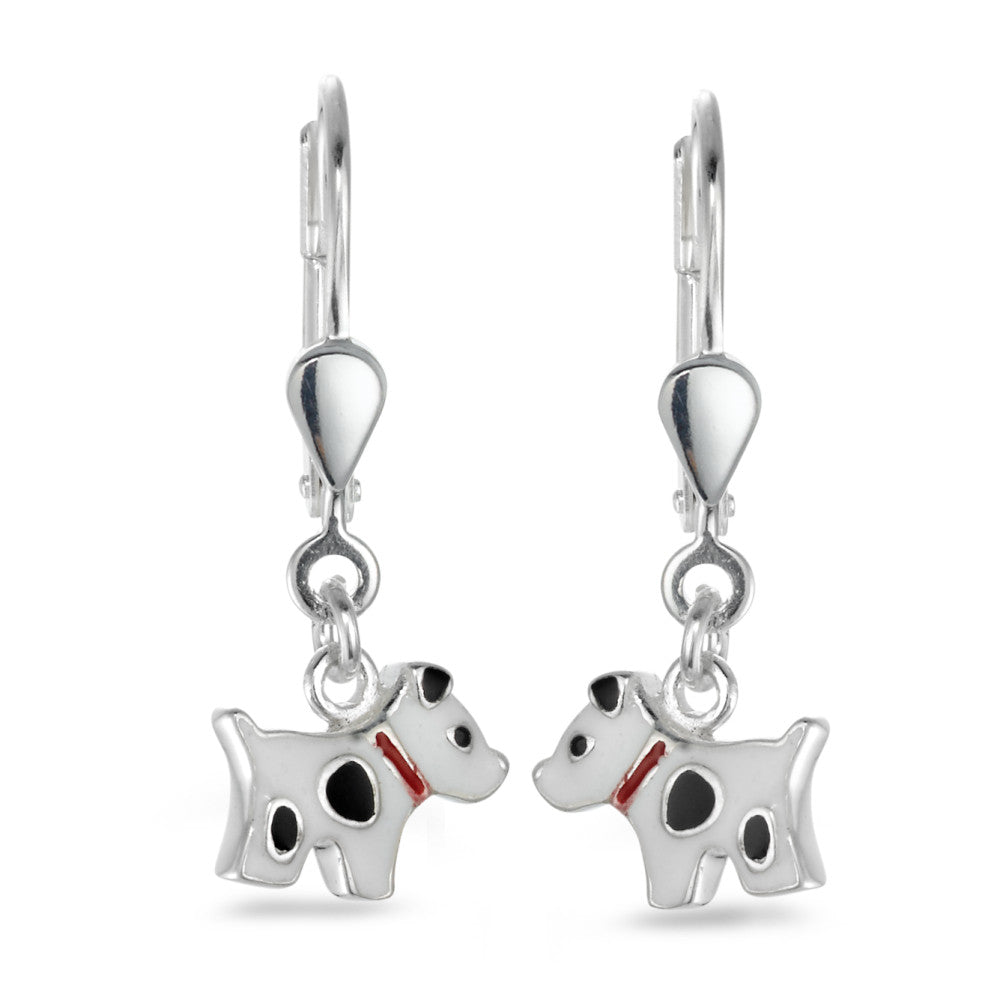 Drop Earrings Silver Lacquered Dog