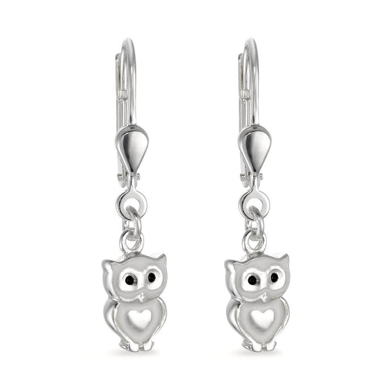 Drop Earrings Silver Lacquered Owl