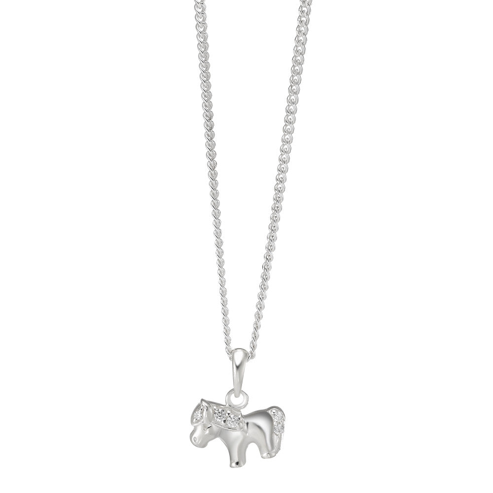 Necklace with pendant Silver Zirconia 5 Stones Horse 36 cm