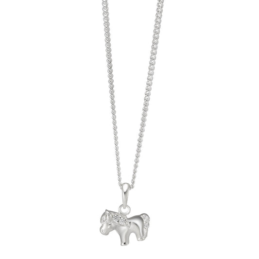 Chain necklace with pendant Silver Zirconia 5 Stones Horse 36 cm