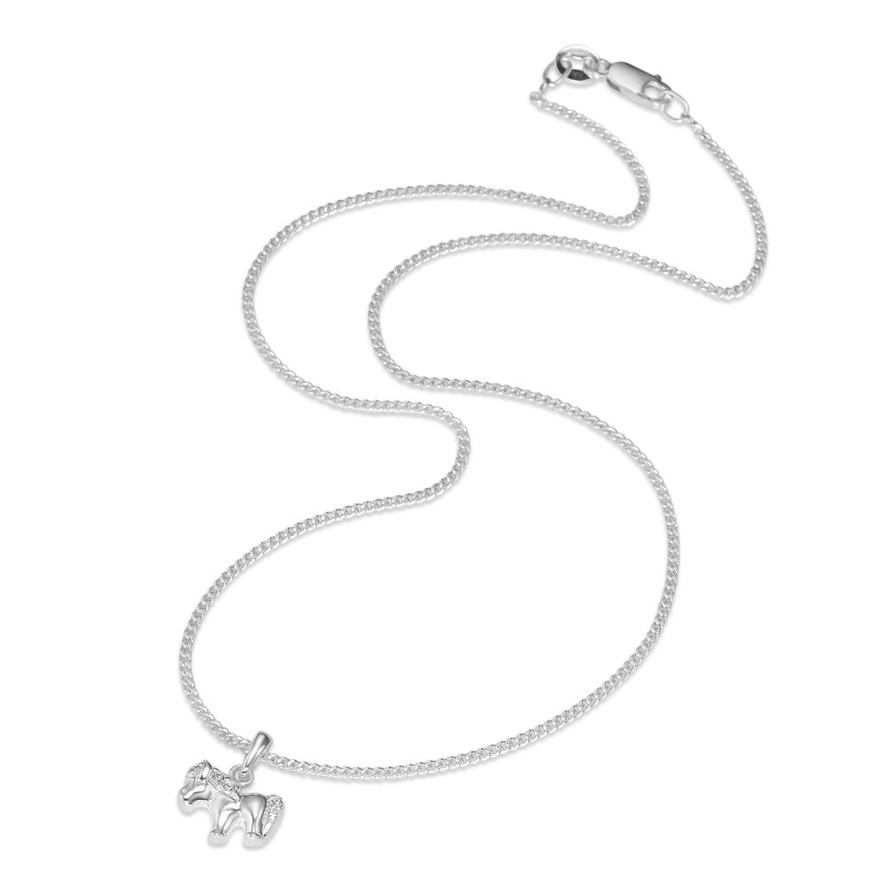 Necklace with pendant Silver Zirconia 5 Stones Horse 36 cm