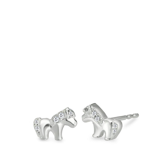 Stud earrings Silver Zirconia 10 Stones Horse