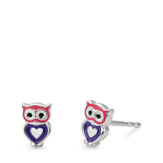 Stud earrings Silver Lacquered Owl