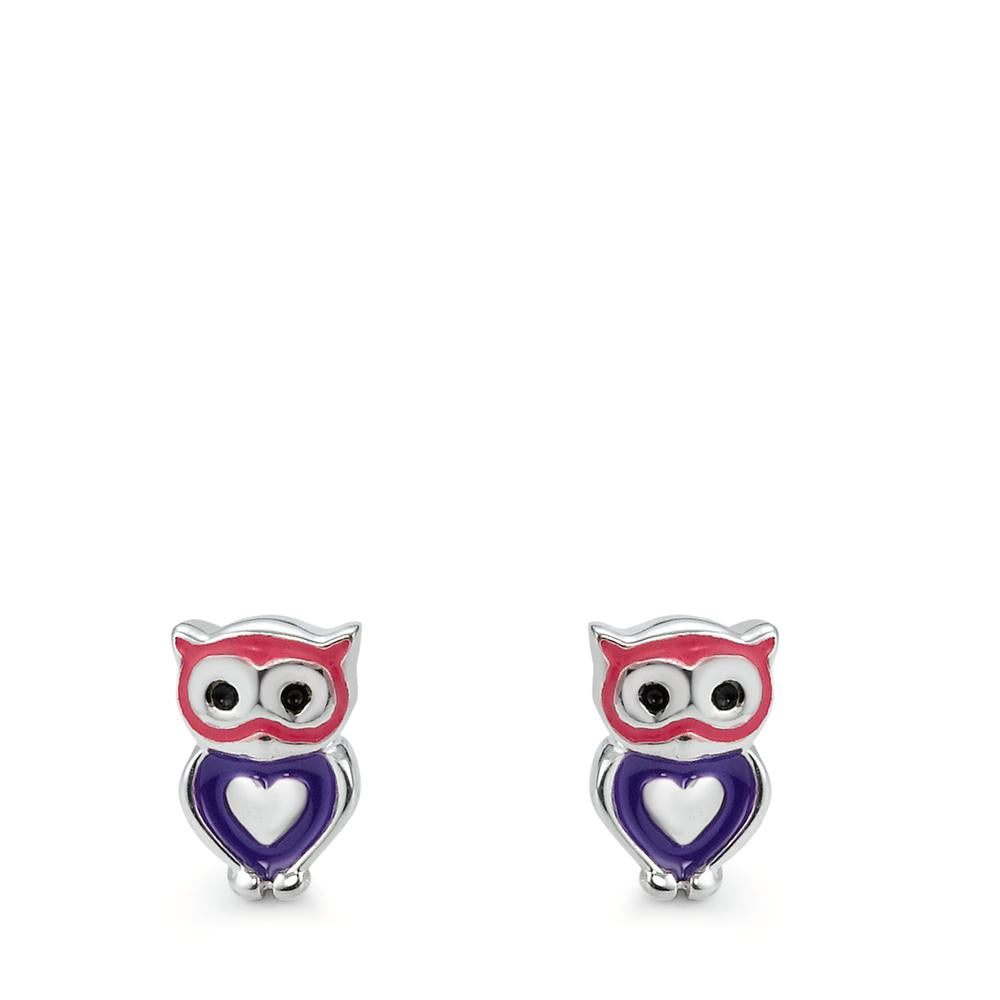 Stud earrings Silver Lacquered Owl