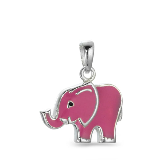 Pendant Silver enameled Elephant