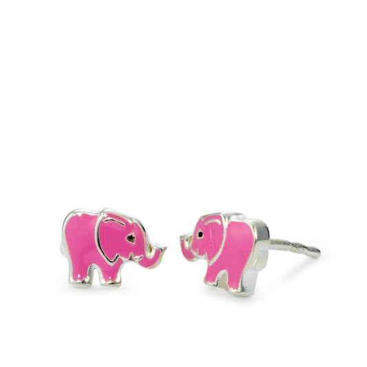 Stud earrings Silver Lacquered Elephant Ø8 mm