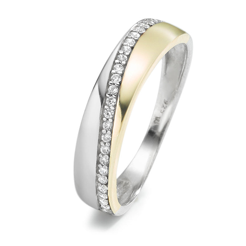 Ring Silver Zirconia Yellow Gold plated