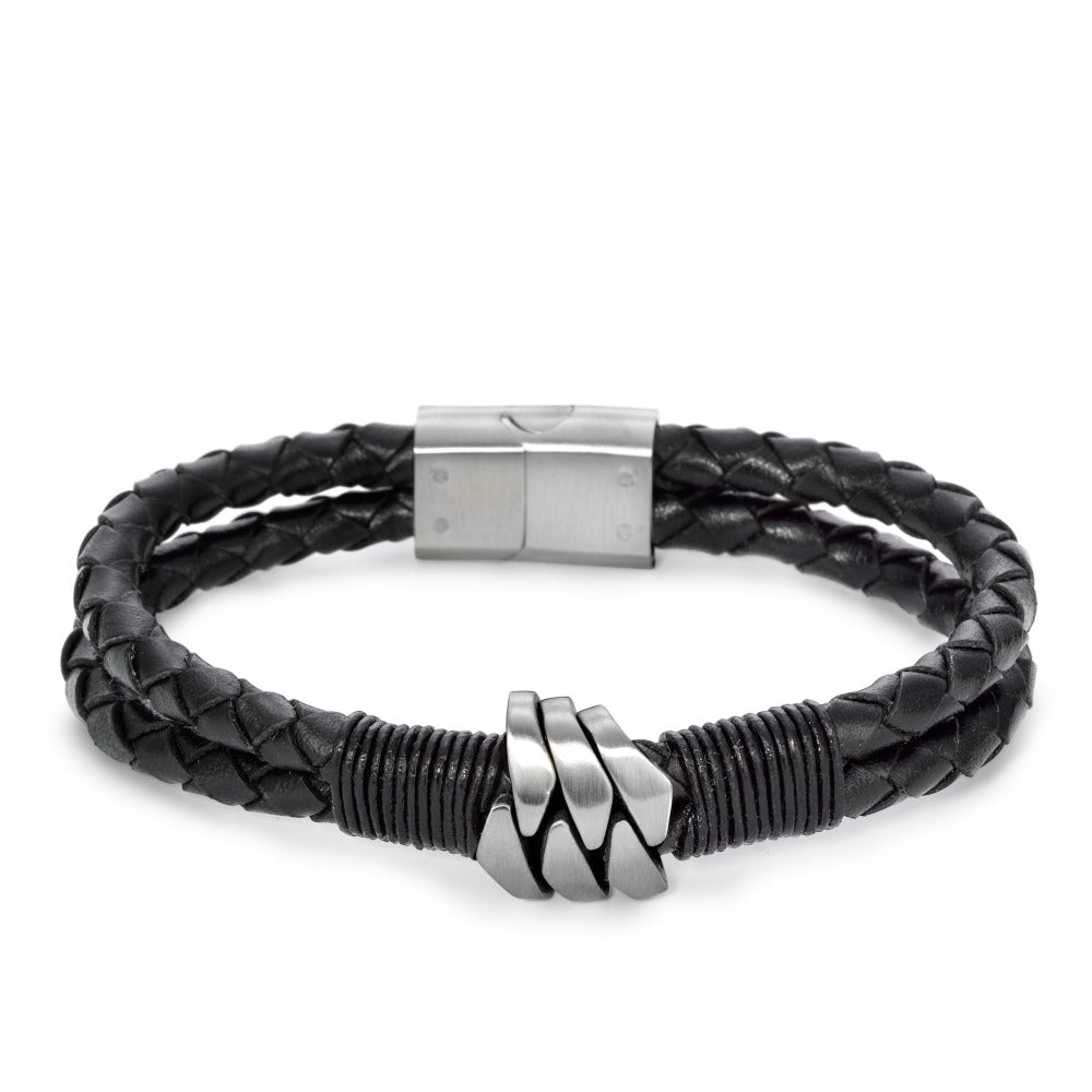 Bracelet Leather, Stainless steel 21.5 cm