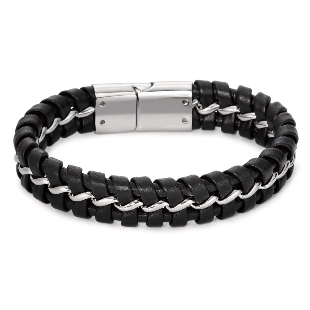 Bracelet Leather, Stainless steel 21 cm