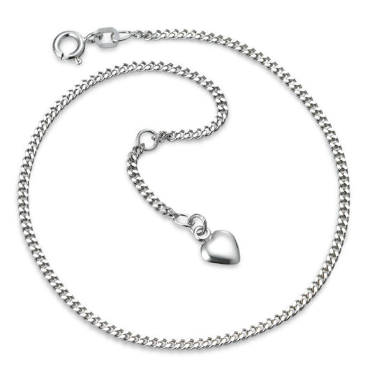 Anklet Silver Rhodium plated Heart 23-25 cm Ø7 mm