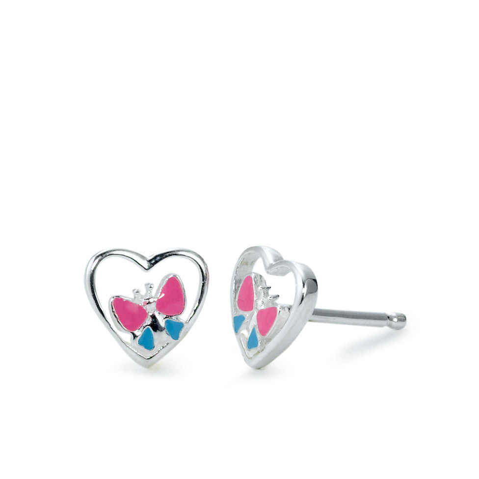 Stud earrings Silver Lacquered Butterfly Ø8 mm