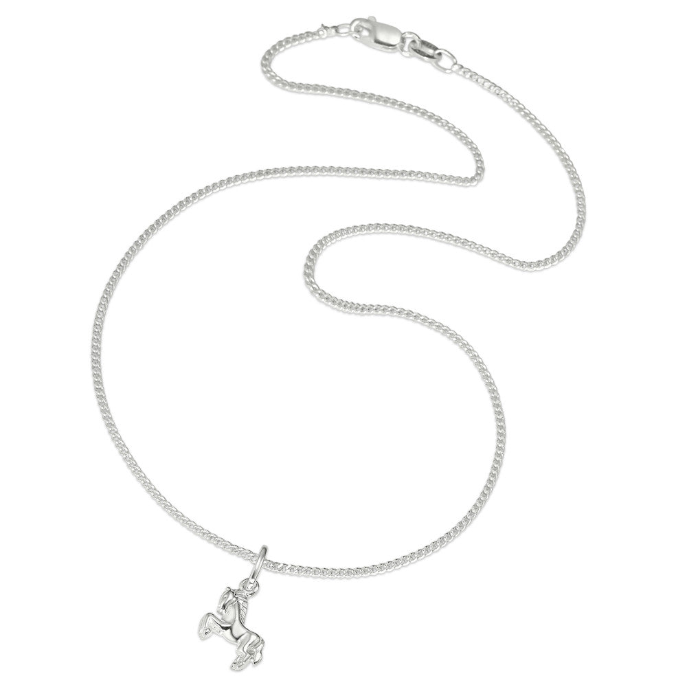 Necklace with pendant Silver Rhodium plated Horse 36 cm