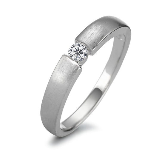 Solitaire ring Silver Zirconia Rhodium plated