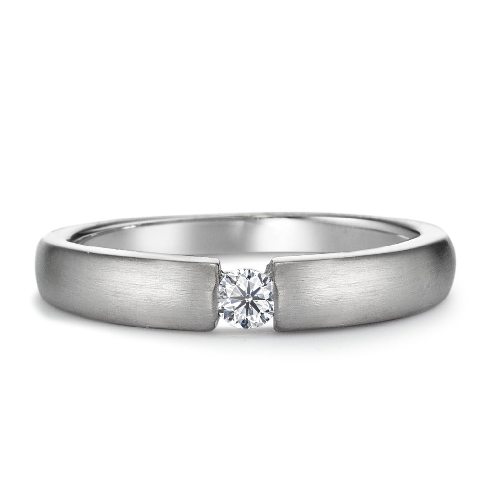 Solitaire ring Silver Zirconia Rhodium plated