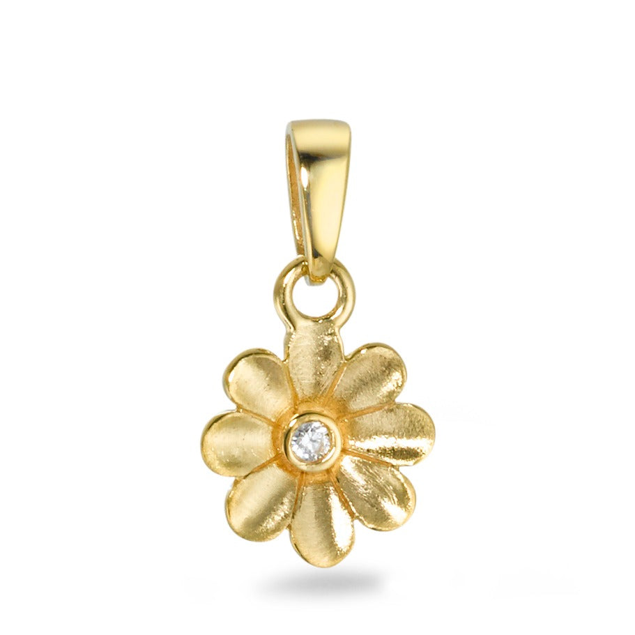 Pendant 9k Yellow Gold Zirconia Flower Ø8 mm