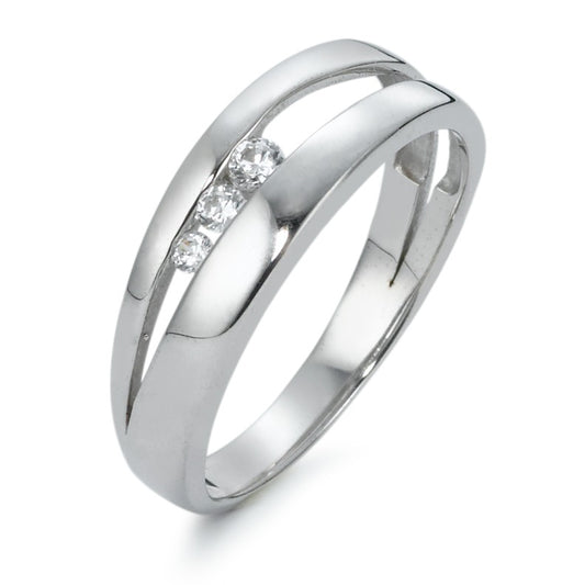 Ring 9k White Gold Zirconia 3 Stones