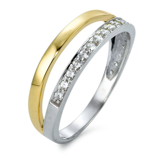 Ring 9k White Gold, 9k Yellow Gold Zirconia 19 Stones