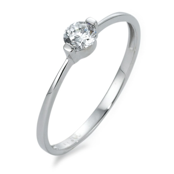 Solitaire ring 9k White Gold Zirconia Ø4 mm