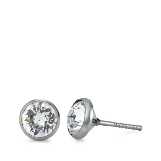 Stud earrings Titanium Zirconia 2 Stones Ø7.5 mm