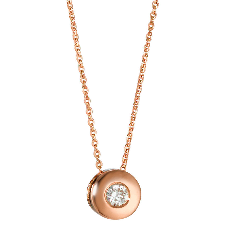 Necklace with pendant 14k Rose Gold Diamond 0.05 ct, w-si 42 cm Ø5 mm