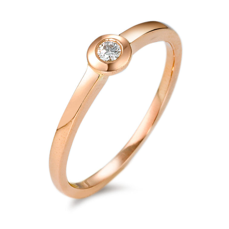 Solitaire ring 14k Rose Gold Diamond 0.10 ct, w-si