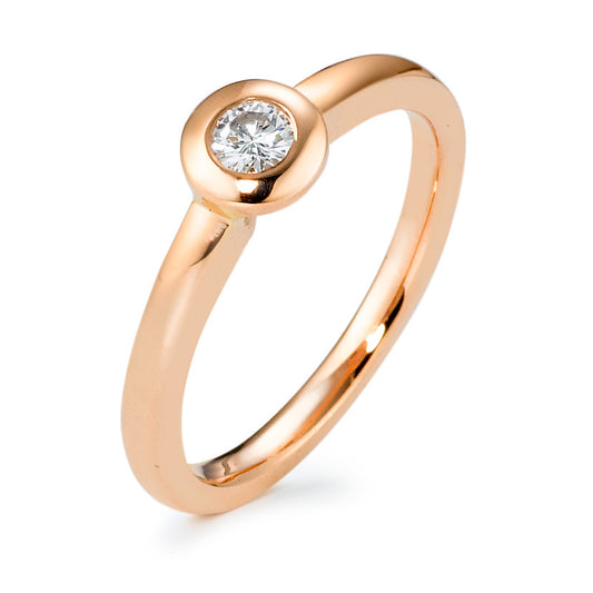 Solitaire ring 14k Rose Gold Diamond 0.15 ct, w-si