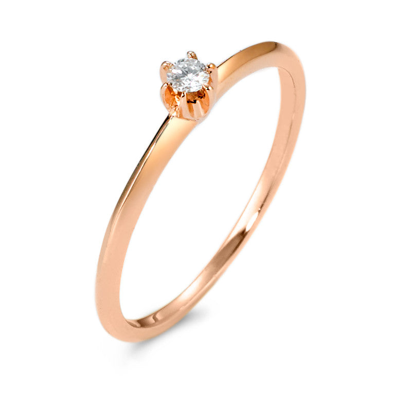 Solitaire ring 14k Rose Gold Diamond 0.05 ct, w-si