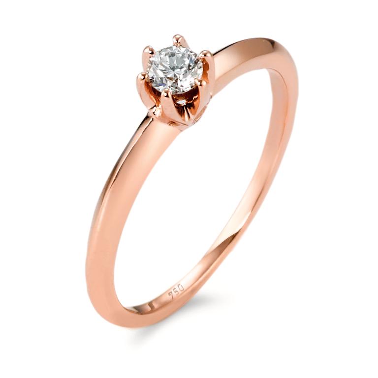 Solitaire ring 14k Rose Gold Diamond 0.15 ct, w-si