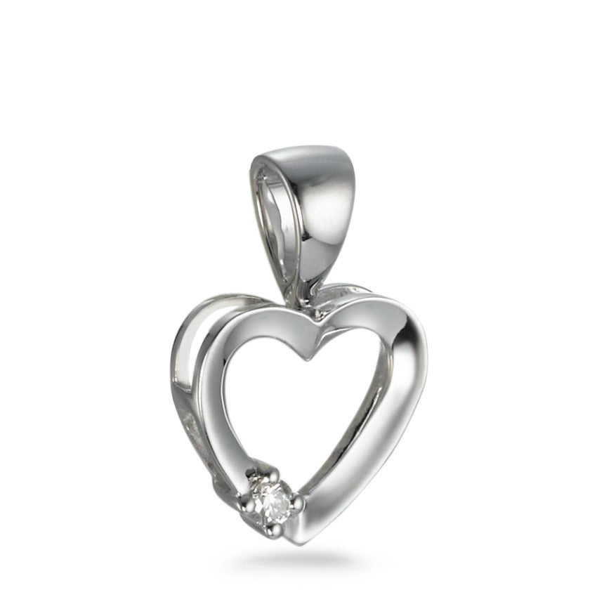 Pendant 18k White Gold Diamond 0.02 ct, w-si Heart Ø9 mm