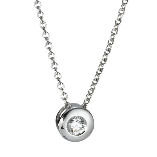 Necklace with pendant 18k White Gold Diamond 0.10 ct, w-si 42-45 cm Ø6 mm