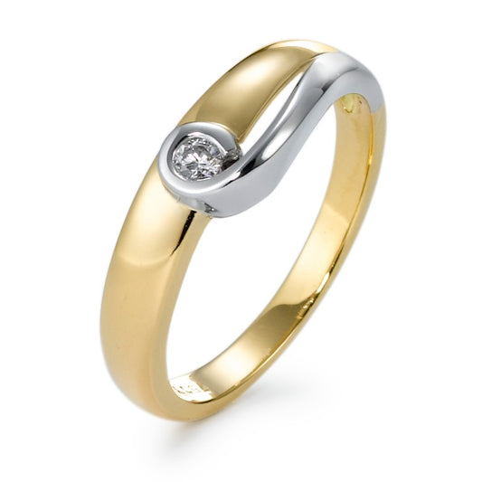 Ring 18k Yellow Gold, 18k White Gold Diamond 0.05 ct, w-si