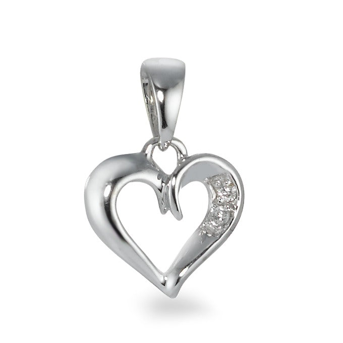 Pendant 18k White Gold Diamond 0.01 ct, 2 Stones, w-si Heart