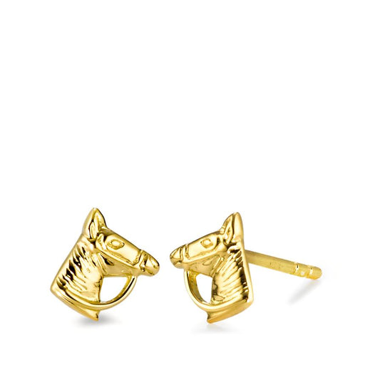 Stud earrings 18k Yellow Gold Horse Ø6 mm